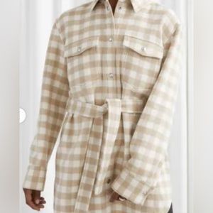 & Other Stories Oversized Plaid Wool Shacket Jacket Size 4